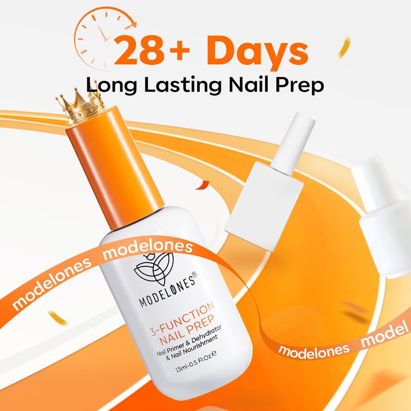 modelones Nail Dehydrator and Primer Base Coat, 3-in-One HEMA-Free Nourishing Prep for Acrylic & Gel Nails, Supports Growth - Image 5