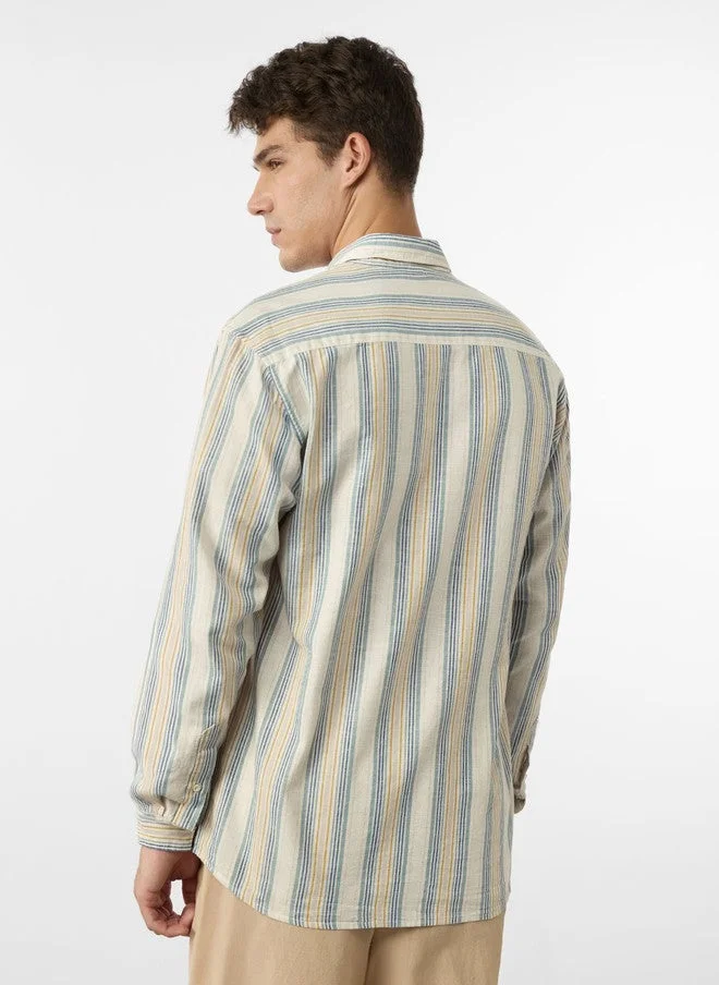 The Souled Store  The Souled Store Men Sundown Striped Multicolor Regular Fit Cotton Linen Shirt  | Best Price UAE