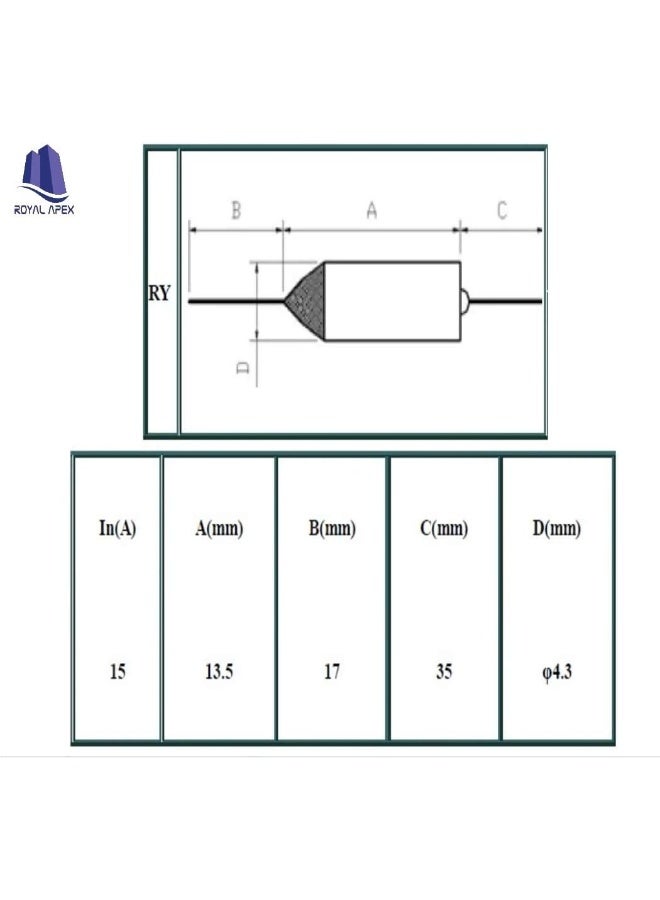 Royal Apex 3 قطع دائرة التحكم في درجة الحرارة قاطع حراري 10A 15A قطع معدنية عالية الجودة لمكاوي ومجففات الشعر وسخانات وثلاجات وغيرها 10A 172 درجة مئوية - Image 4