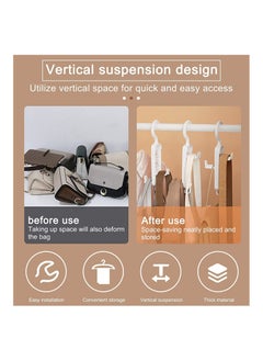 KASTWAVE Purse Organizer, for Closet-Women's Purse Hangers, Hanging Purse Storage, Space Saving Plastic Hooks, Durable Purse Rack, Handbag Storage and Organizer, 2 Pack 8 Hooks (White)  - Image 4