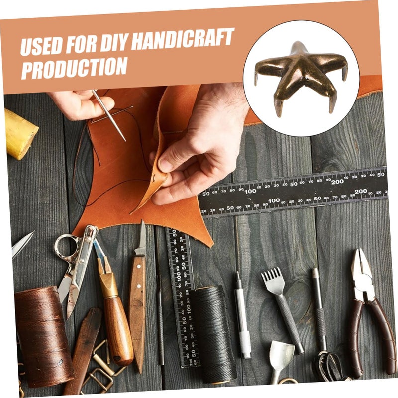 DIY Leathercraft Star Rivets Studs 100 Pcs for Clothing Decorative Nailheads Silver - Image 3
