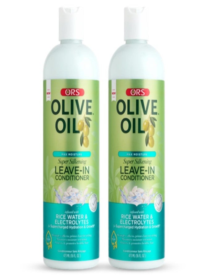 ORS Olive Oil Max Moisture Leave-In Conditioner with Rice Water and Electrolytes for Supercharged Hair Hydration 16.0 Ounce (Pack of 2) - Image 1