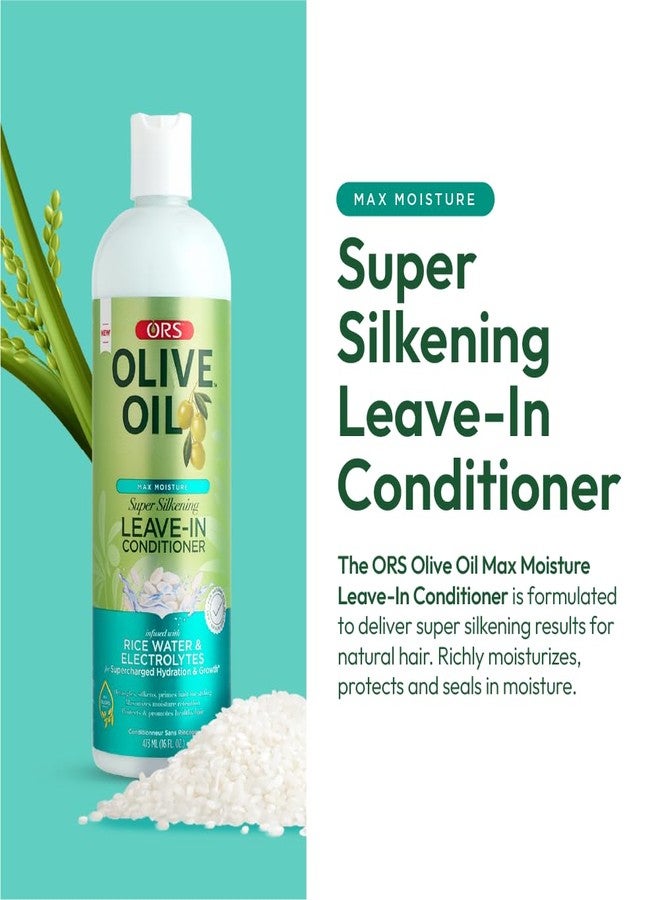 ORS Olive Oil Max Moisture Leave-In Conditioner with Rice Water and Electrolytes for Supercharged Hair Hydration 16.0 Ounce (Pack of 2) - Image 2