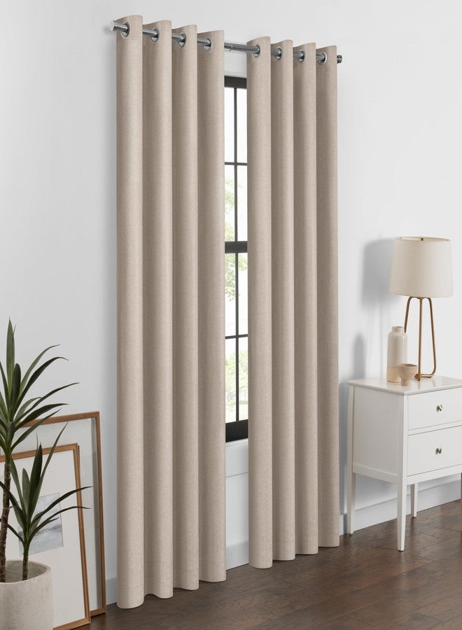 Eclipse 100% Blackout Curtain, Larissa Solid Grommet Curtain, 84 in Long x 50 in Wide, Textured 100% Blackout Curtain, Thermal Insulated Curtain for Living Room or Bedroom, 1 Window Curtain, Sandstone - Image 5