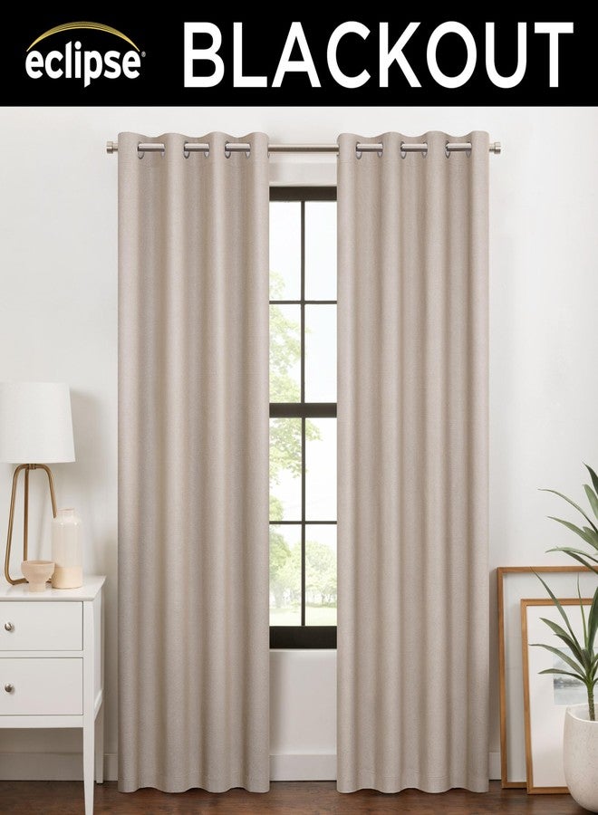 Eclipse 100% Blackout Curtain, Larissa Solid Grommet Curtain, 84 in Long x 50 in Wide, Textured 100% Blackout Curtain, Thermal Insulated Curtain for Living Room or Bedroom, 1 Window Curtain, Sandstone - Image 4