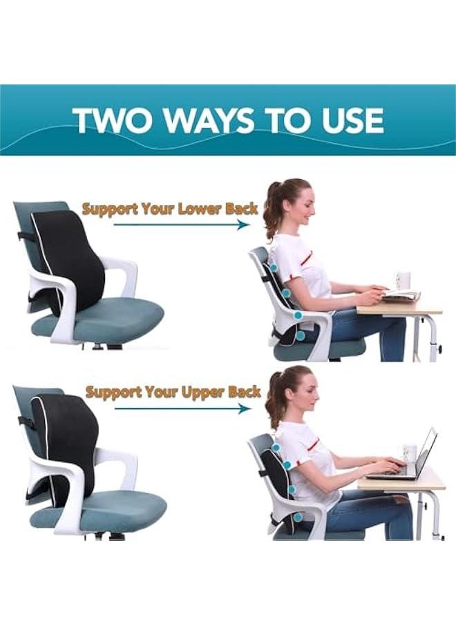 HOOKOR - Support Pillow for Office Chair Back Support Pillow for Car, Computer, Gaming Chair, Recliner Memory Foam Back Cushion for Pain Relief Improve Posture, Mesh Cover Double Adjustable Straps - Image 1
