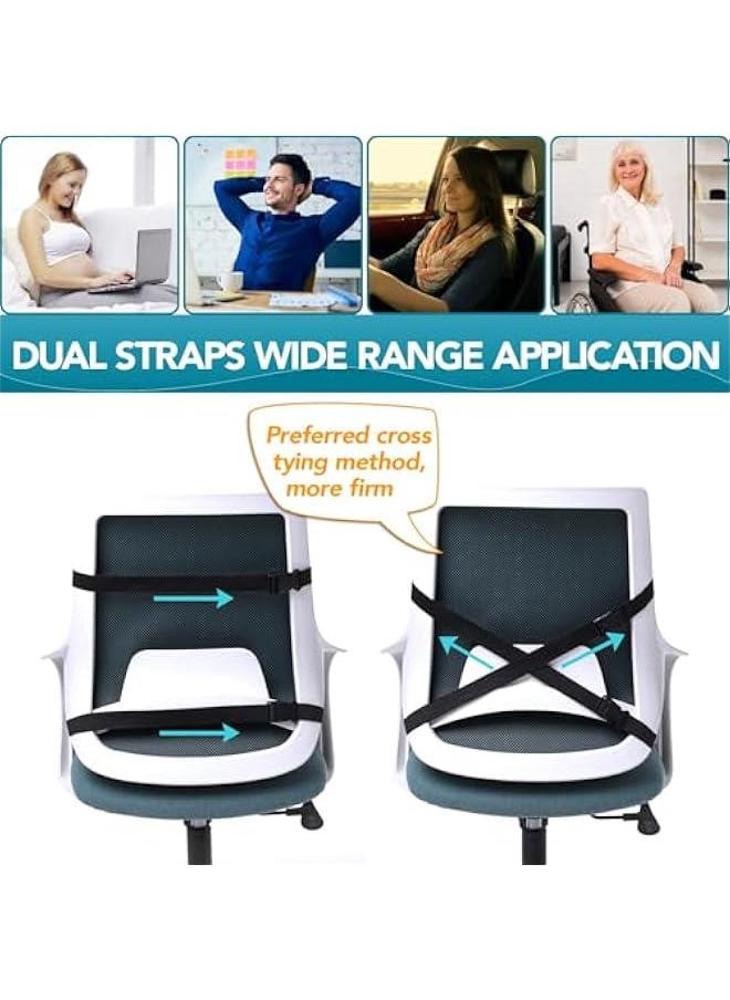 HOOKOR - Support Pillow for Office Chair Back Support Pillow for Car, Computer, Gaming Chair, Recliner Memory Foam Back Cushion for Pain Relief Improve Posture, Mesh Cover Double Adjustable Straps - Image 1