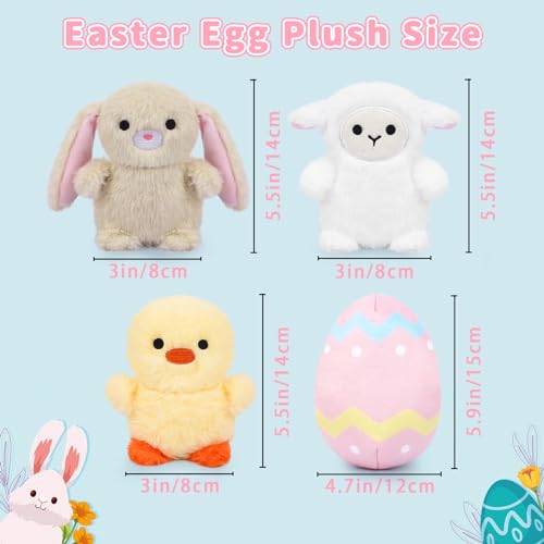 KOPHINYE Easter Plush 3pcs Easter Egg Plush with Bunny Chicken Sheep Plushies Soft EasterStuffed Toy for Kids Boys and Girls Party Favors Hunt - Image 5