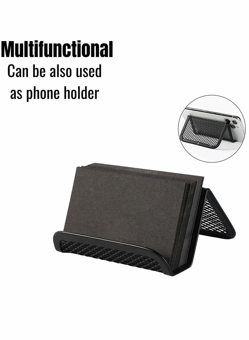 SYOSI Card Holders, Metal Mesh Business Card Holder, Card Holder for Desk, Card Holder for Business Cards, Desk Card Holder, Business Card Stand, Business Card Display, for Office, 3 Pack, (Black)  - Image 4