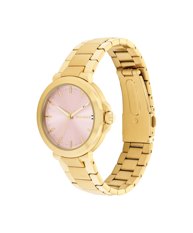 TOMMY HILFIGER Round Analog Women'S Ionic Plated Thin Gold Steel Case  Watch - Image 1