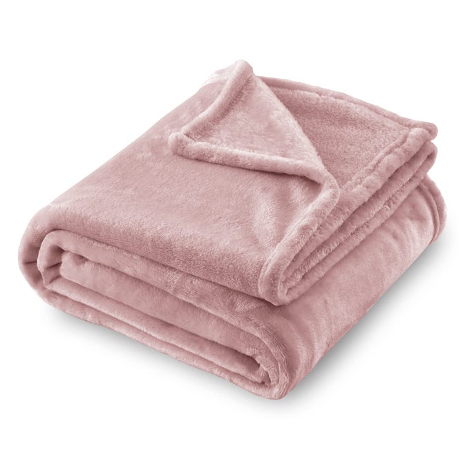 FLANNEL FLEECE BLANKET THROW SIZE ALL SEASON LIGHTWEIGHT SUPER SOFT COZY BLANKET FOR BED OR COUCH DUSTY PINK 50X60 INCHES