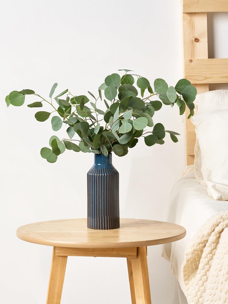 STHIE Blue Ceramic Flower Vase, Minimalist Decor, Modern Home Decorative Vase, 8 Inch Small Pampas Grass Vases for Kitchen, Bedroom, Office, Living Room, Bathroom, Shelf Centerpiece Table - Image 5