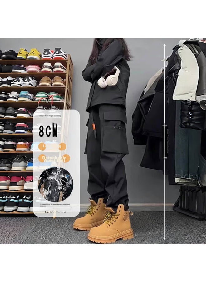 Dingfengbaoluo American-style Workwear Trendy Brand Casual Pants For Men, Autumn And Winter Straight-leg Wide-leg Comfortable Waterproof Y10021 Black 2XL - Image 2