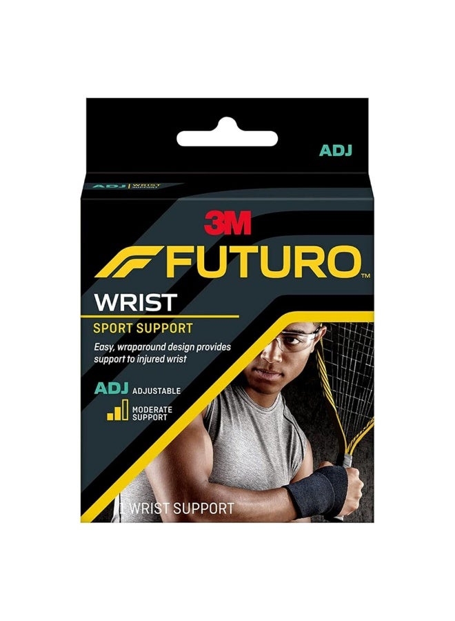 FUTURO Sport Adjustable Wrist Support For Left/Right Wrist, Moderate Support, Black Color, One Size, Pack of 1's
