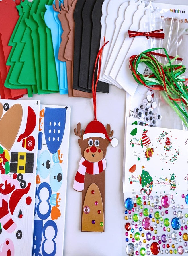 Winlyn 24 Sets Christmas Craft Kits Winter Crafts DIY Christmas Ornaments Art Sets Snowman Reindeer Pine Tree Owl Penguin Christmas Foam Stickers Arts and Crafts for Kids Holiday Classroom Activities - Image 2