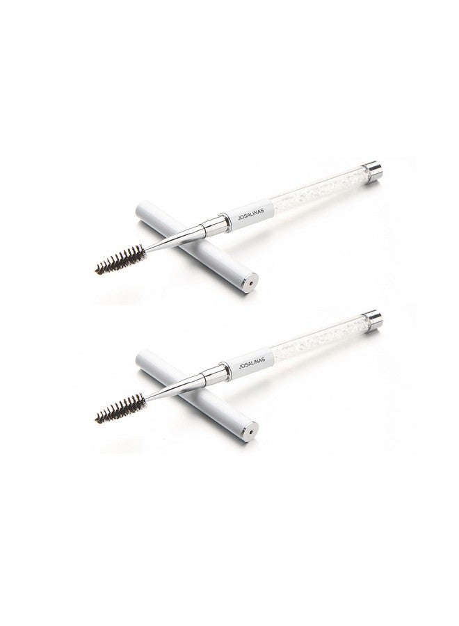 JOSALINAS 2Pcs Mascara Brushes Eyebrow Eyelash Brushes Mascara Wands Applicators Eye Brushes Portable Cosmetic Brushes With Cap For Travel White - Image 1
