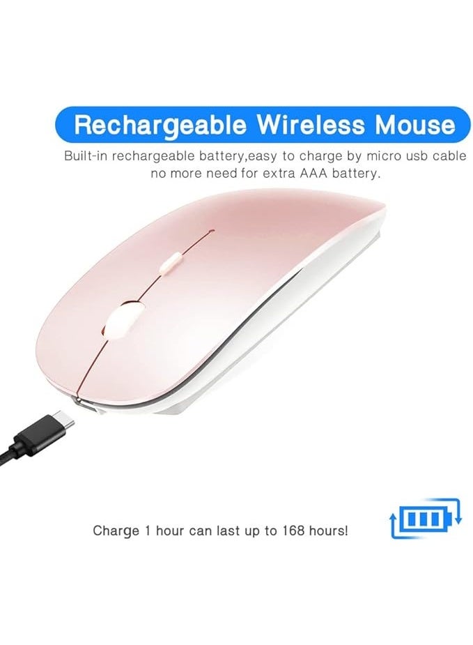 4 Modes Rechargeable Bluetooth Mouse BT3.0/5.2+USB-2.4G/Type-C,Wireless Mouse for MacBook pro/MacBook air/Laptop/iMac/ipad/Notebook/pc (BT/USB-C Rose Gold) - Image 5