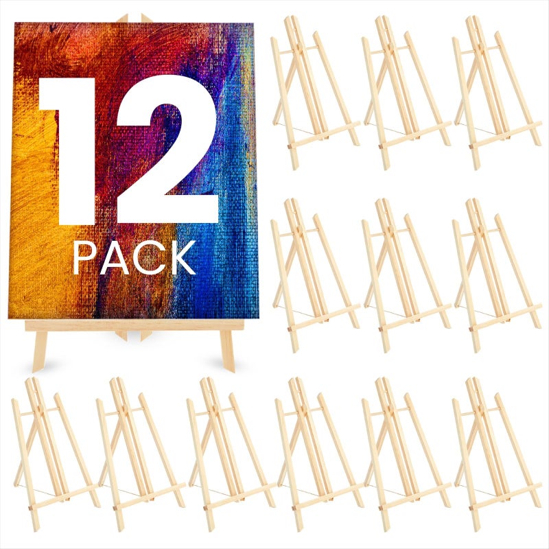 Juvale 12 Pack 138inch Table Top Easels for Painting and Canvas  Wooden Holder Stand for Kids and Artists  Canvas Holder Stand for Painting