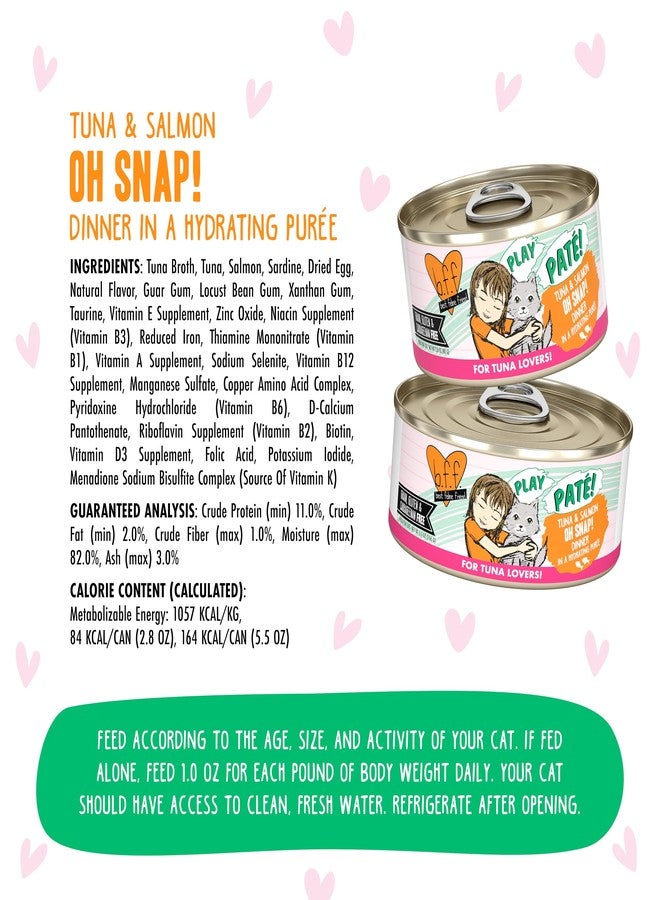 Weruva B.F.F. Play - Best Feline Friend Paté Lovers, Aw Yeah!, Tuna & Salmon Oh Snap! with Tuna & Salmon, 5.5oz Can (Pack of 8) - Image 4