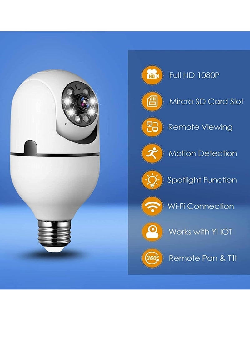 ELTRAZONE - Pan Tilt Security Light Camera V380 130W Smart Wireless WIFI Full Color Bulb Camera 2.4Ghz 360 Degree Panoramic IP Camera - Image 1