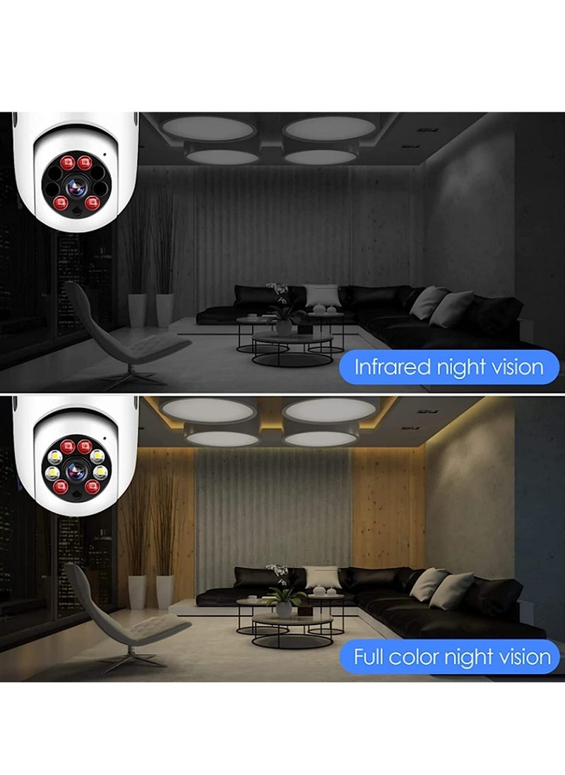 ELTRAZONE - Pan Tilt Security Light Camera V380 130W Smart Wireless WIFI Full Color Bulb Camera 2.4Ghz 360 Degree Panoramic IP Camera - Image 1