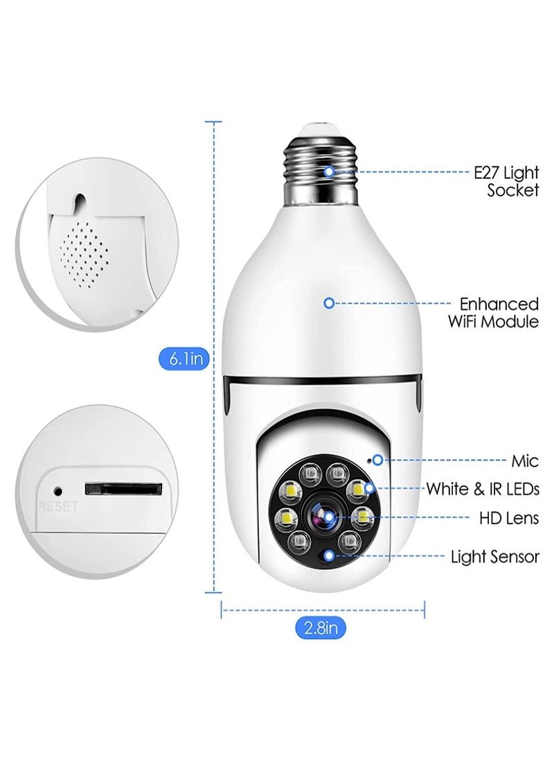 ELTRAZONE - Pan Tilt Security Light Camera V380 130W Smart Wireless WIFI Full Color Bulb Camera 2.4Ghz 360 Degree Panoramic IP Camera - Image 1