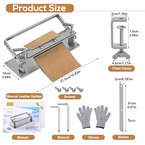 DIUDUS Leather Splitter, Leather Skiver Peeler, Manual Skiving Machine, Peeling Thinning Paring Machine Skiver with Blades for DIY Leathercrafting Tools - Image 2