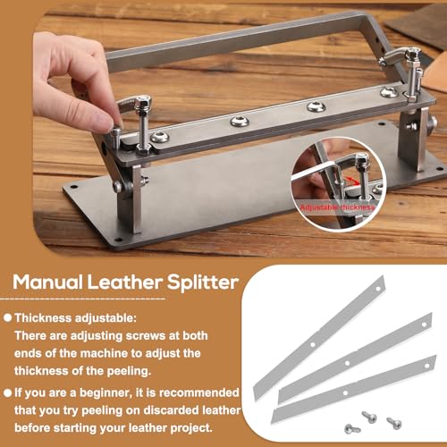 DIUDUS Leather Splitter, Leather Skiver Peeler, Manual Skiving Machine, Peeling Thinning Paring Machine Skiver with Blades for DIY Leathercrafting Tools - Image 5