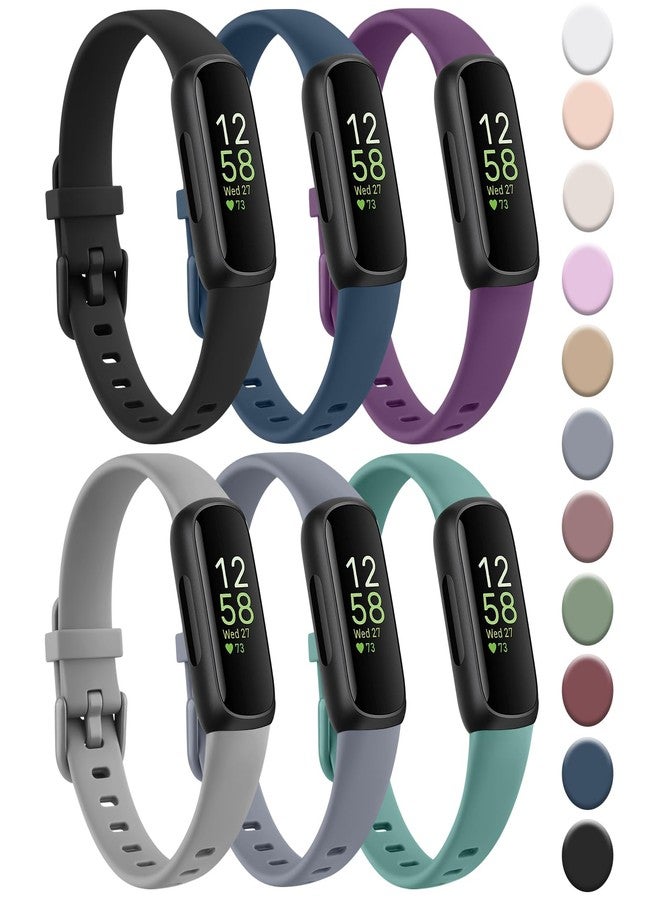 مجموعة من 6 أساور لساعة Fitbit Inspire 3، مناسبة للرجال والنساء، مصنوعة من السيليكون الناعم، قابلة للتعديل، بديلة لأحزمة المعصم، متوافقة مع جهاز تتبع اللياقة البدنية Fitbit Inspire 3. - Image 1
