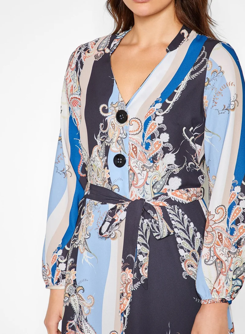 Wallis Paisley Print Tie Waist Dress