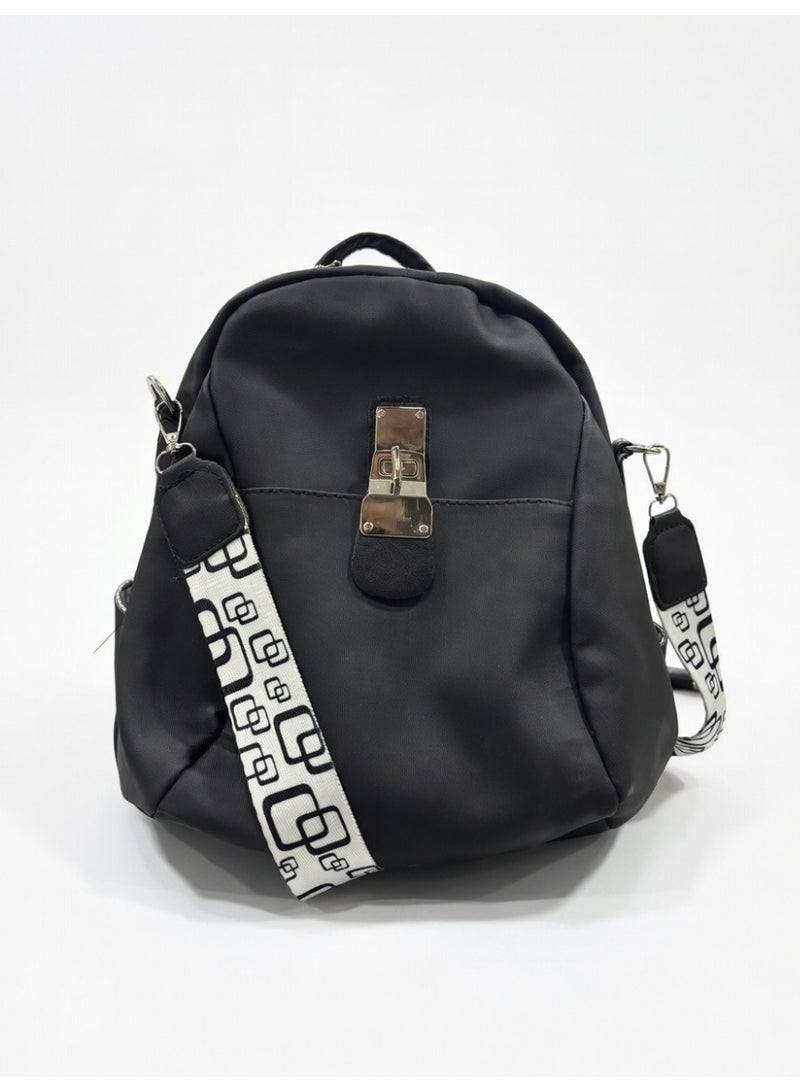 Women Fashion Mini Backpack – Backpack & Shoulder Crossbody Bag - BLACK - Image 1