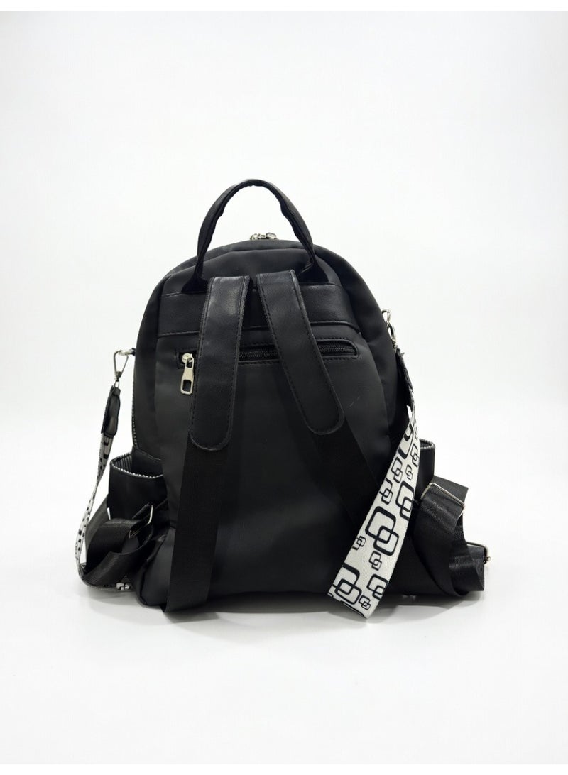 Women Fashion Mini Backpack – Backpack & Shoulder Crossbody Bag - BLACK - Image 2