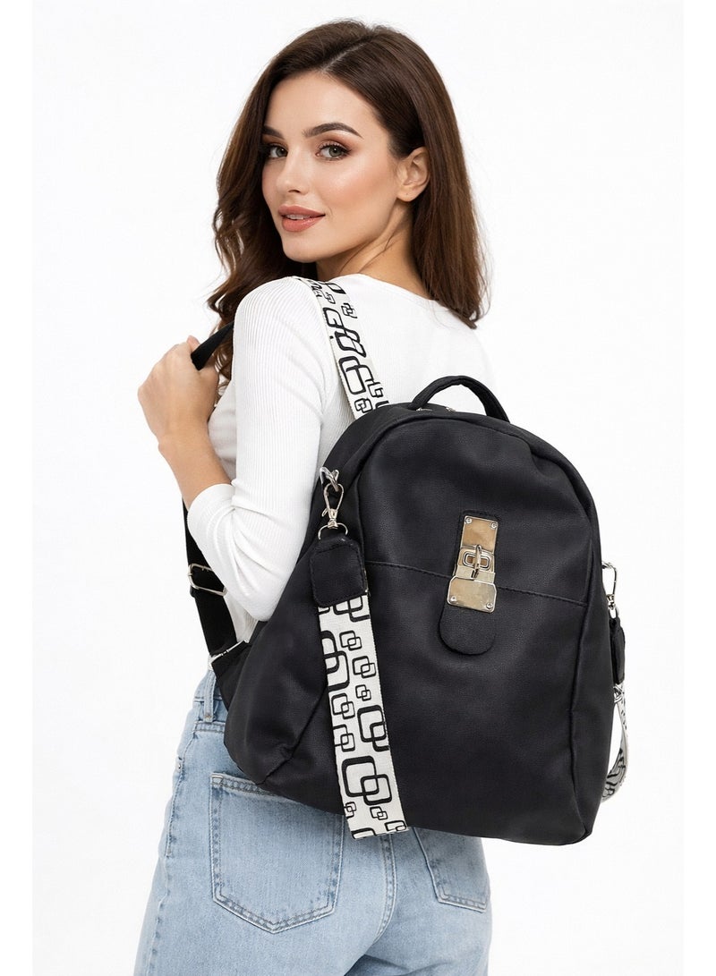 Women Fashion Mini Backpack – Backpack & Shoulder Crossbody Bag - BLACK - Image 4