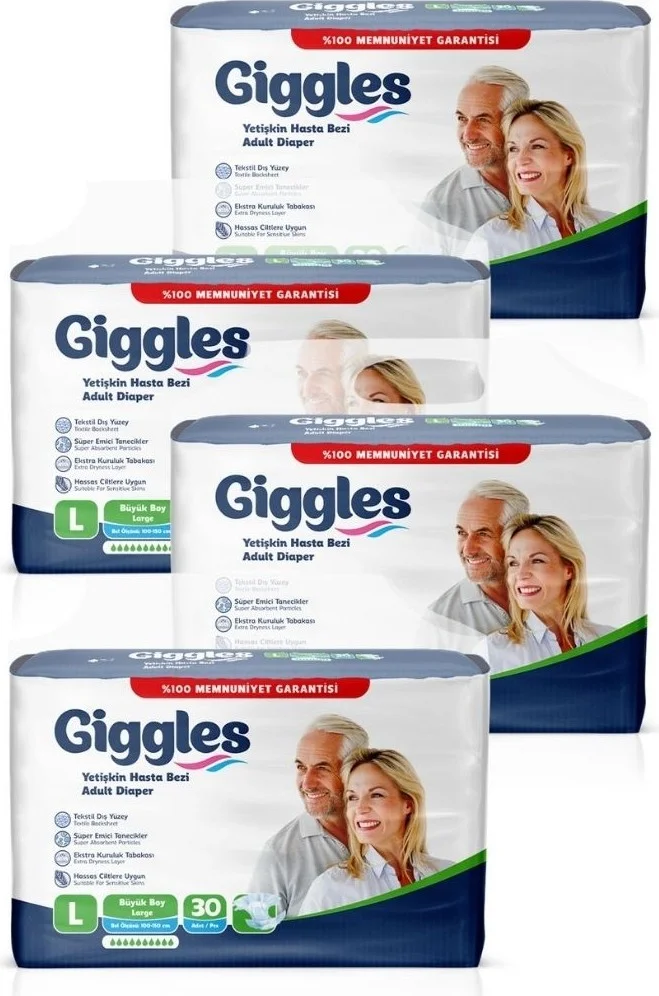 giggles Adult Patient Diaper with Waistband Large 120 Pieces
