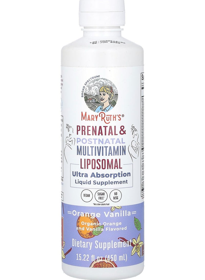 Prenatal & Postnatal Multivitamin, Orange Vanilla, 15.22 fl oz (450 ml)