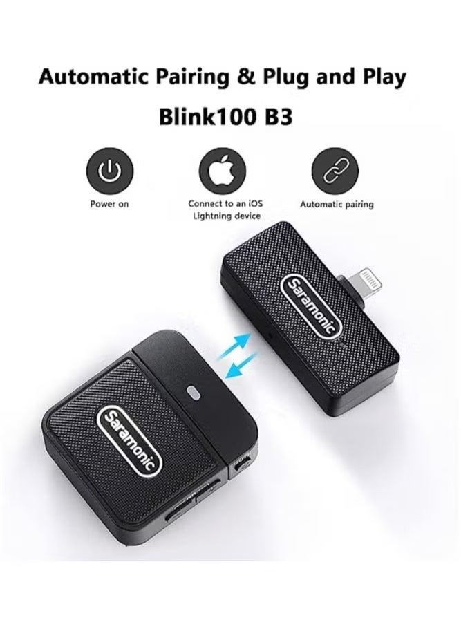 Saramonic Blink100 B3 Compact Digital Wireless Clip-On Microphone System with Lightning Connector for content creators - Image 4