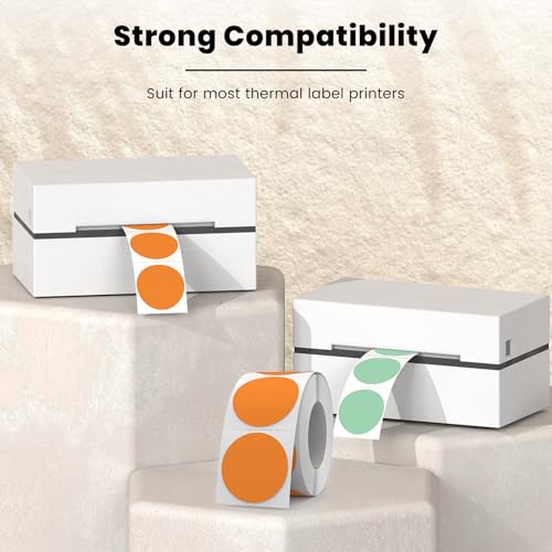 FINDAT Orange Round Thermal Labels 1.5 Inch Vinyl Circle Waterproof Direct Printer Sticker Self-Adhesive Perforated Name Tag for Logo DIY QR Design Office Address 500 PCS - Image 3
