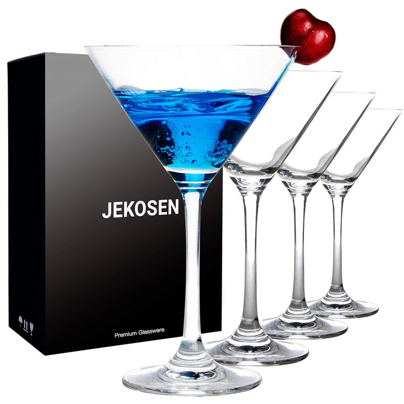 JEKOSEN JEKOSEN Crystal Martini Cocktail Glasses 9 Ounce Set of 4 With Premium Gift Box Premium Strong LeadFree Clear for Bar Martini 