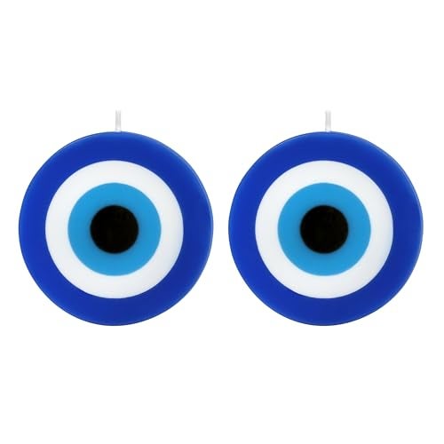PROSPERRO LUMO By Parkash Candles Blue Evil Eye Candle Gift Nazar Home Decor Handmade Candles Desk Sculpture Decoration For House || Set Of 2 (Evil Eye - Round), Wax, Unscented - Image 5