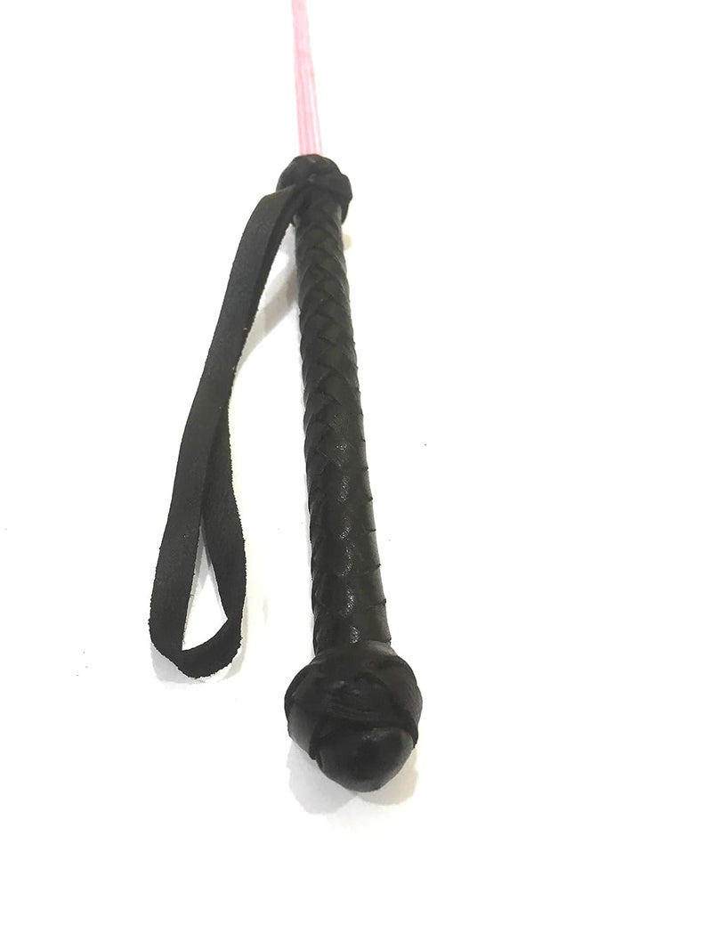 PETS TRIANGLE 24" Leather Riding Crop Stick For Horse, Black - Image 2