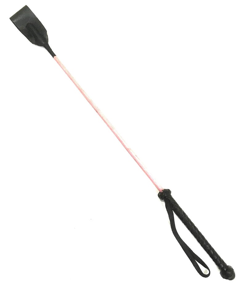 PETS TRIANGLE 24" Leather Riding Crop Stick For Horse, Black - Image 1