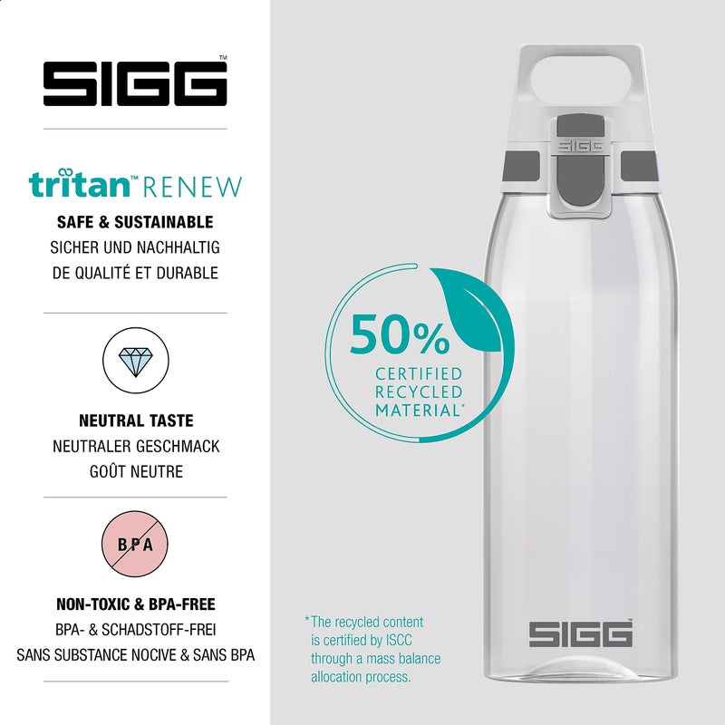 SIGG - Tritan Sports Water Bottle - Total Color Transparent - Leakproof - Featherweight and Shatter-Proof Tritan Plastic - Dishwasher Safe - BPA Free - 34 Oz - Image 3