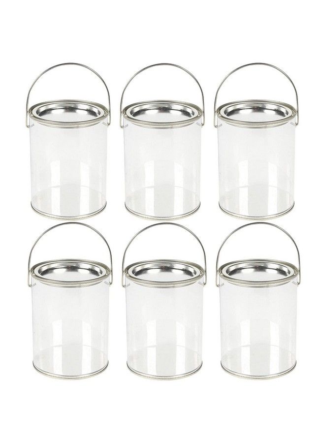 Fun Express Clear Paint Can Containers With Metal Lids (Set Of 6 Plastic Buckets) Great For Party Favors Decor And Diy Projects - Image 1