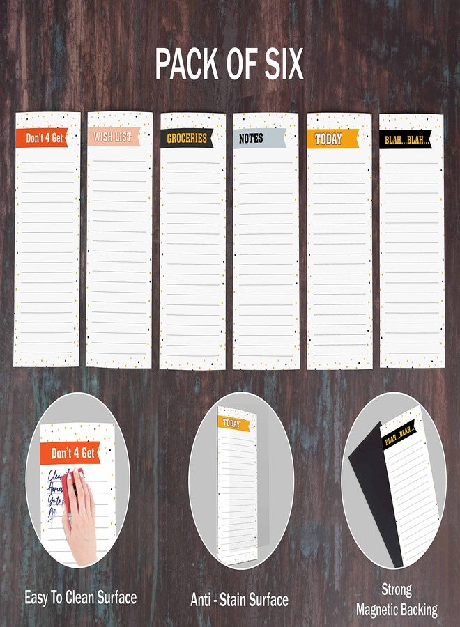 Inkdotpot Pack of 6 Funny Magnetic Dry Erase List For Fridge, Wipe Clean w/NoStain, Quick Notes Shopping & Grocery List Whiteboard for Fridge, 8.75" x 3.8"(Confetti) - Image 5