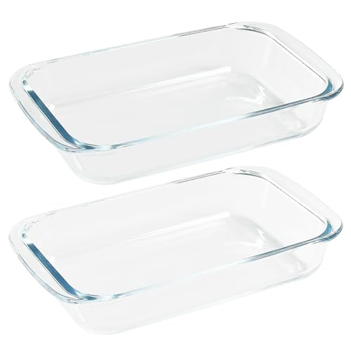 VIPHIEC 2 Pack 1-Quart Tempered Glass Oblong Baking Dishes, Personal Sized Bakeware and Cookware - Image 3
