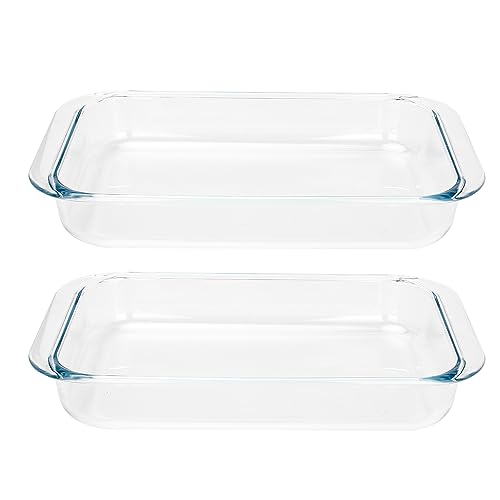 VIPHIEC 2 Pack 1-Quart Tempered Glass Oblong Baking Dishes, Personal Sized Bakeware and Cookware - Image 1