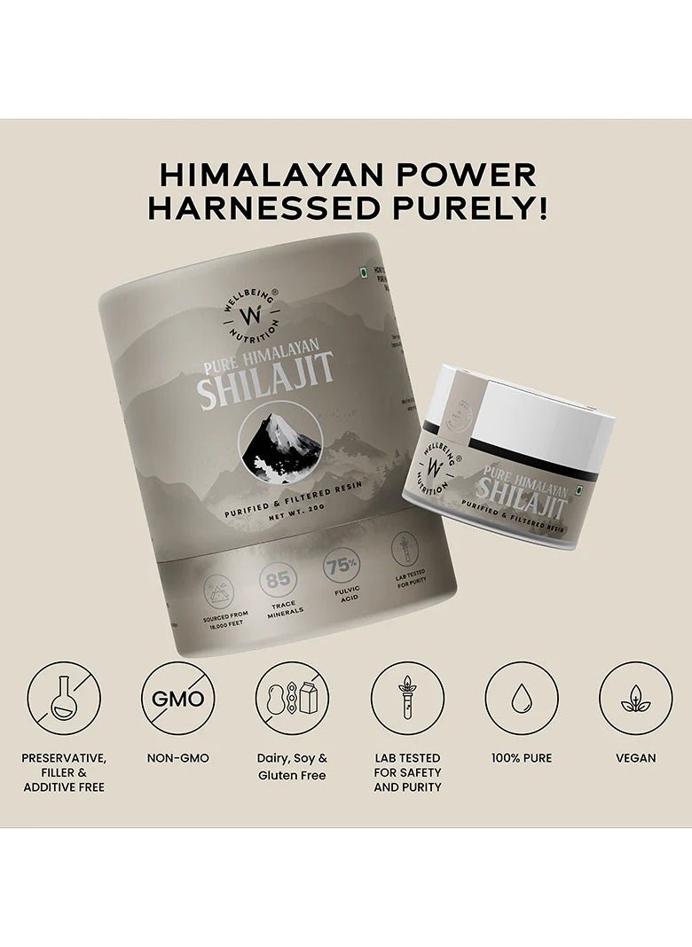 WELLBEING NUTRITION - Pure And Natural Himalayan Shilajit Original Resin 20G With 75% Fulvic Acid And 85 Trace Minerals - Image 1