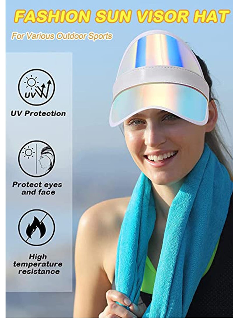 SYOSI Sun Visor Hats, 3 Pack Clear Cap UV Protection Adjustable Summer Colorful Sunhat Outdoor Waterproof Beach Party Hat Golf Blue Sport Headwear for Adult Activities Women Men - Image 2