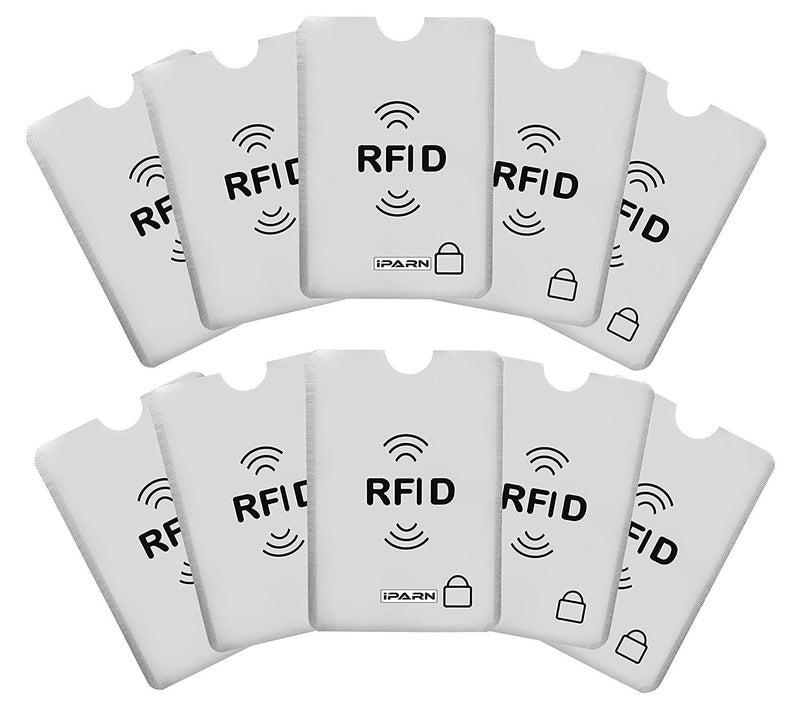 iParn حافظة بطاقات الائتمان والخصم من الألمنيوم RFID - فضي، عبوة من 10 - Image 1