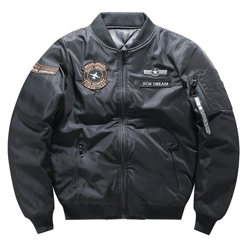 Men'S Double-Face Flying Jacket Cotton-Padded Aviator Jacket Thickened Large Size Military Outdoor Down Cotton Fashionable Baseball Suit - Image 1
